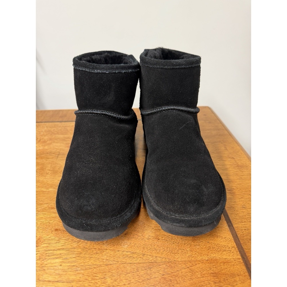Bearpaw Women's 9 Alyssa 5-inch Black Suede Winter Boot Booties Shearing Lined